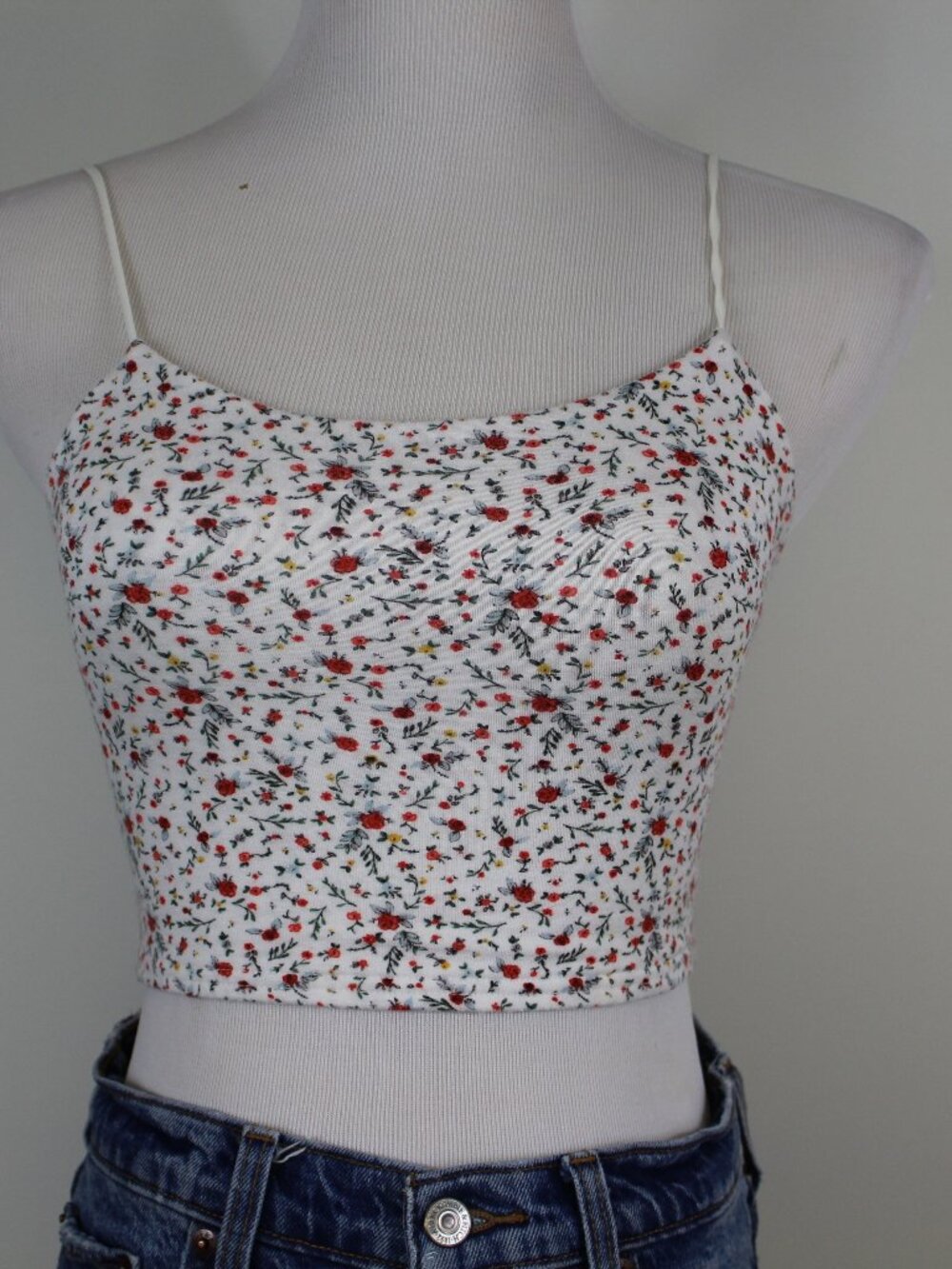 PacSun Floral Cropped Tank Top Small Y2K Cottagecore Brandy Style Stretch